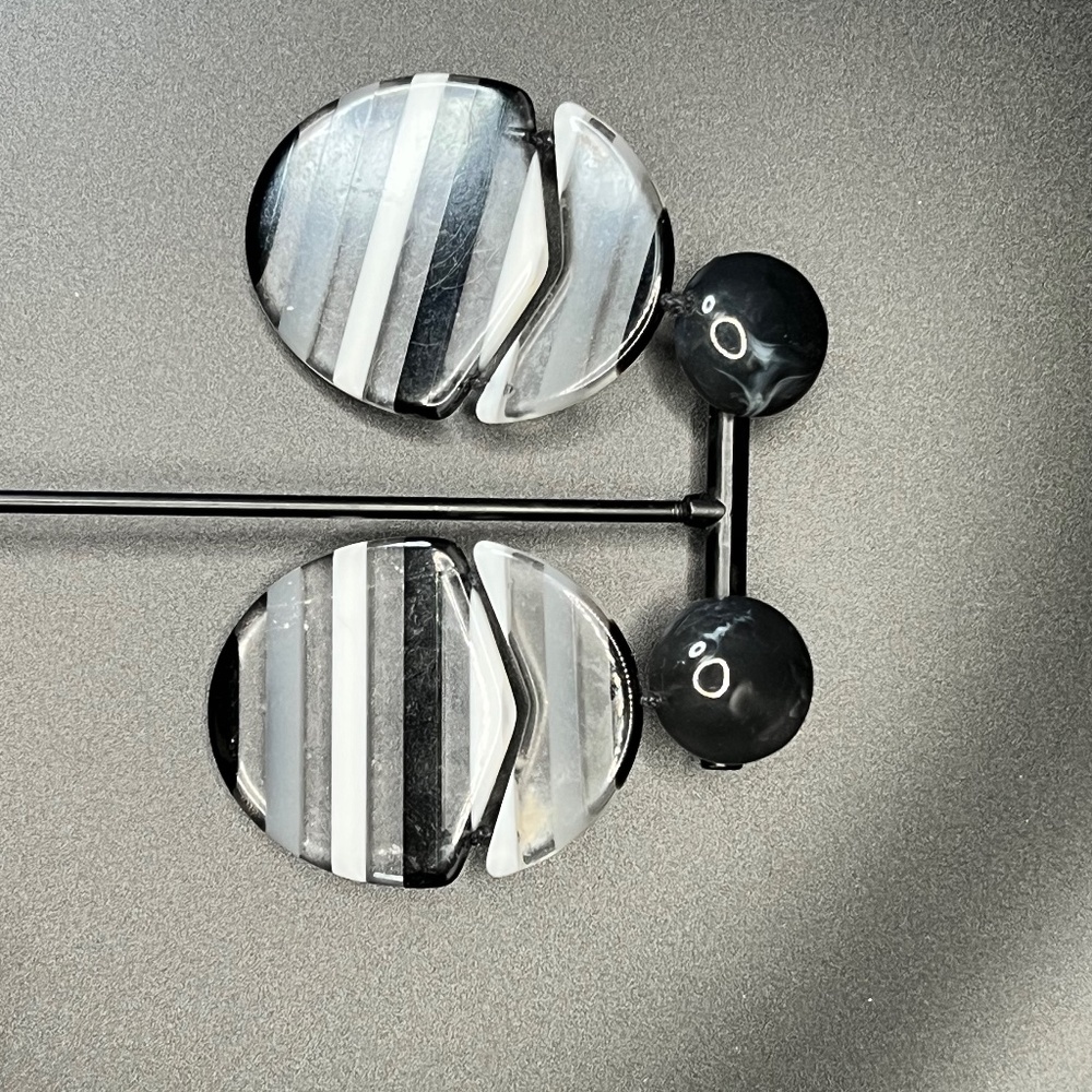 Black White and Clear Oval Earrings